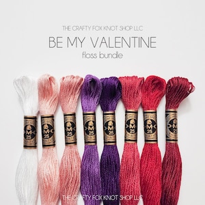 Valentine&#39;s Day DMC Floss Bundle | Floss Color Palette | DMC Embroidery Thread Bundle | Cotton Embroidery Floss | Pinks Cross Stitch Floss