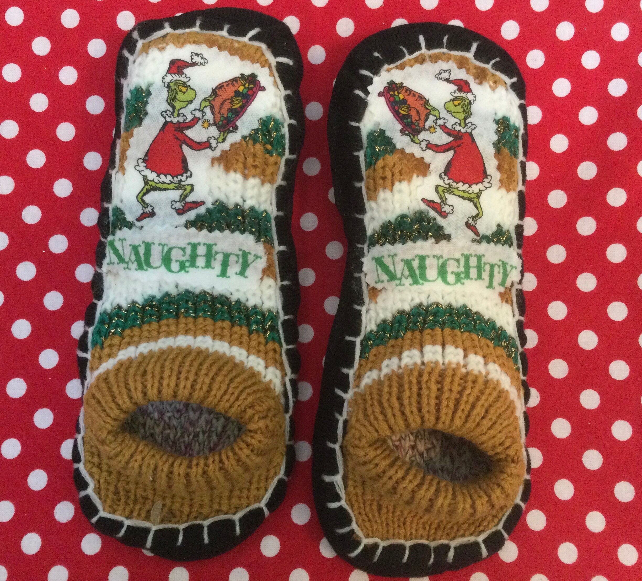 Grinch slipper socks/Grinch kids slipper socks /Grinch/Dr | Etsy
