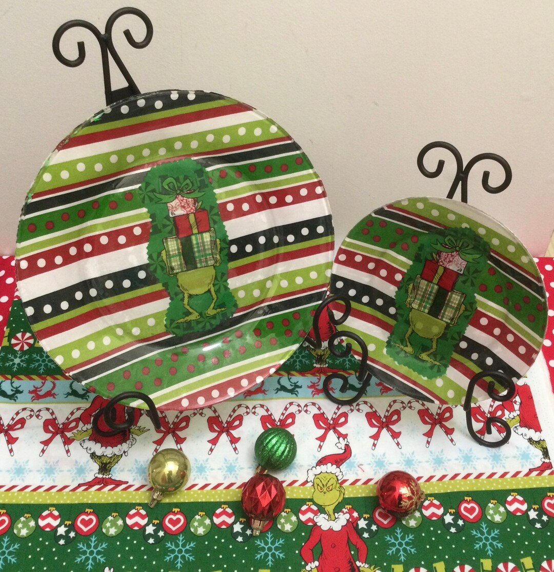 Grinch Plates/glass Grinch Plates/grinch Dinnerware/grinch Etsy Australia