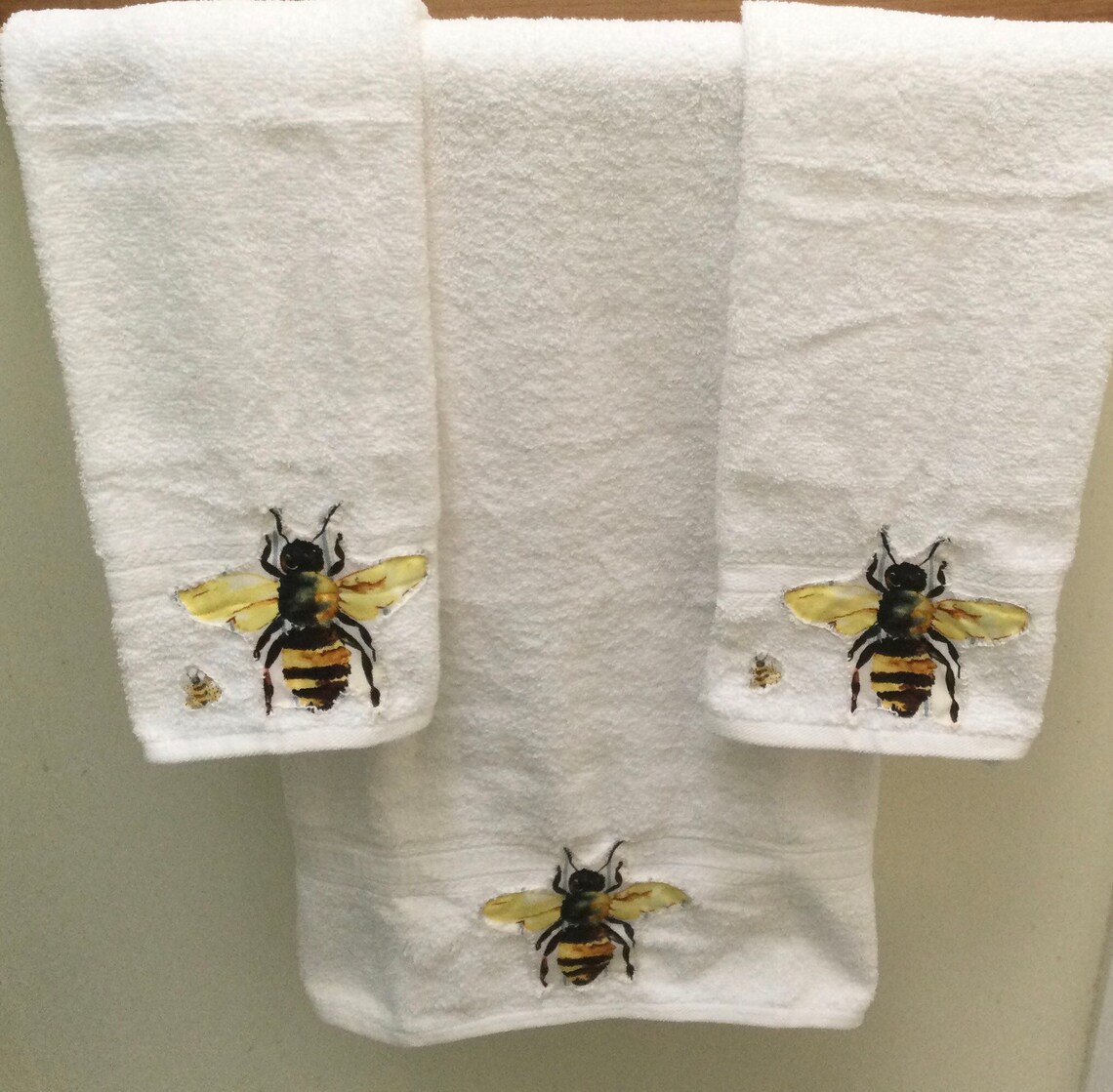 Bath Towels/bees Bath Towels/white Bath Towels/cotton Bath Etsy
