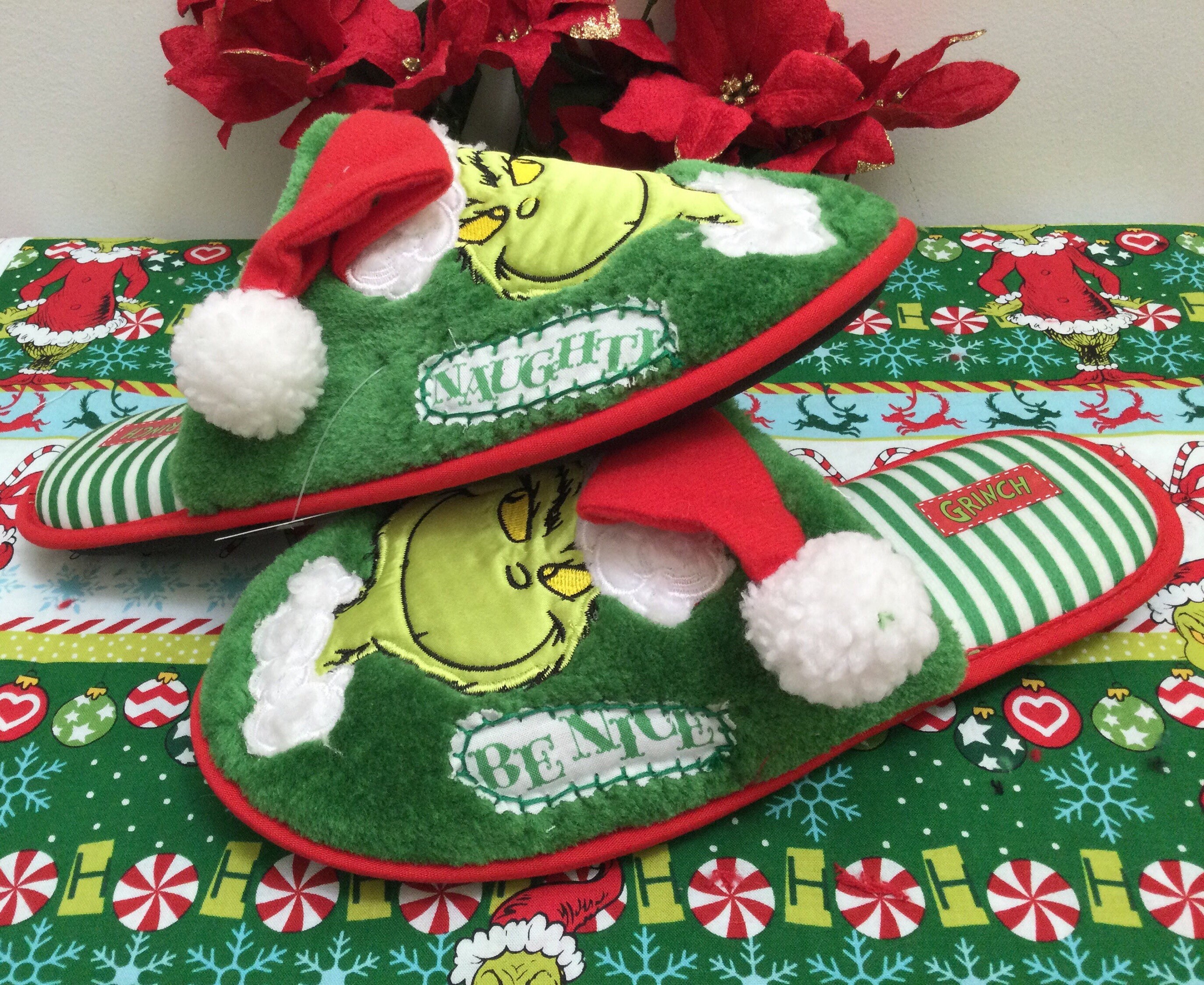 Grinch Mens Slippers /mens Grinch Slippers/grinch Etsy
