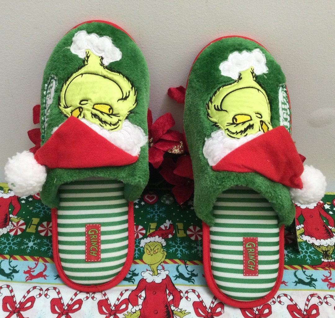 Grinch Mens Slippers /mens Grinch Slippers/grinch Etsy