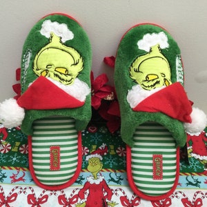 Grinch Mens Slippers /mens Grinch Slippers/grinch - Etsy