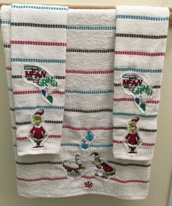 Bath Towels/grinch Bath Towels/christmas Bath Towels/cotton Etsy
