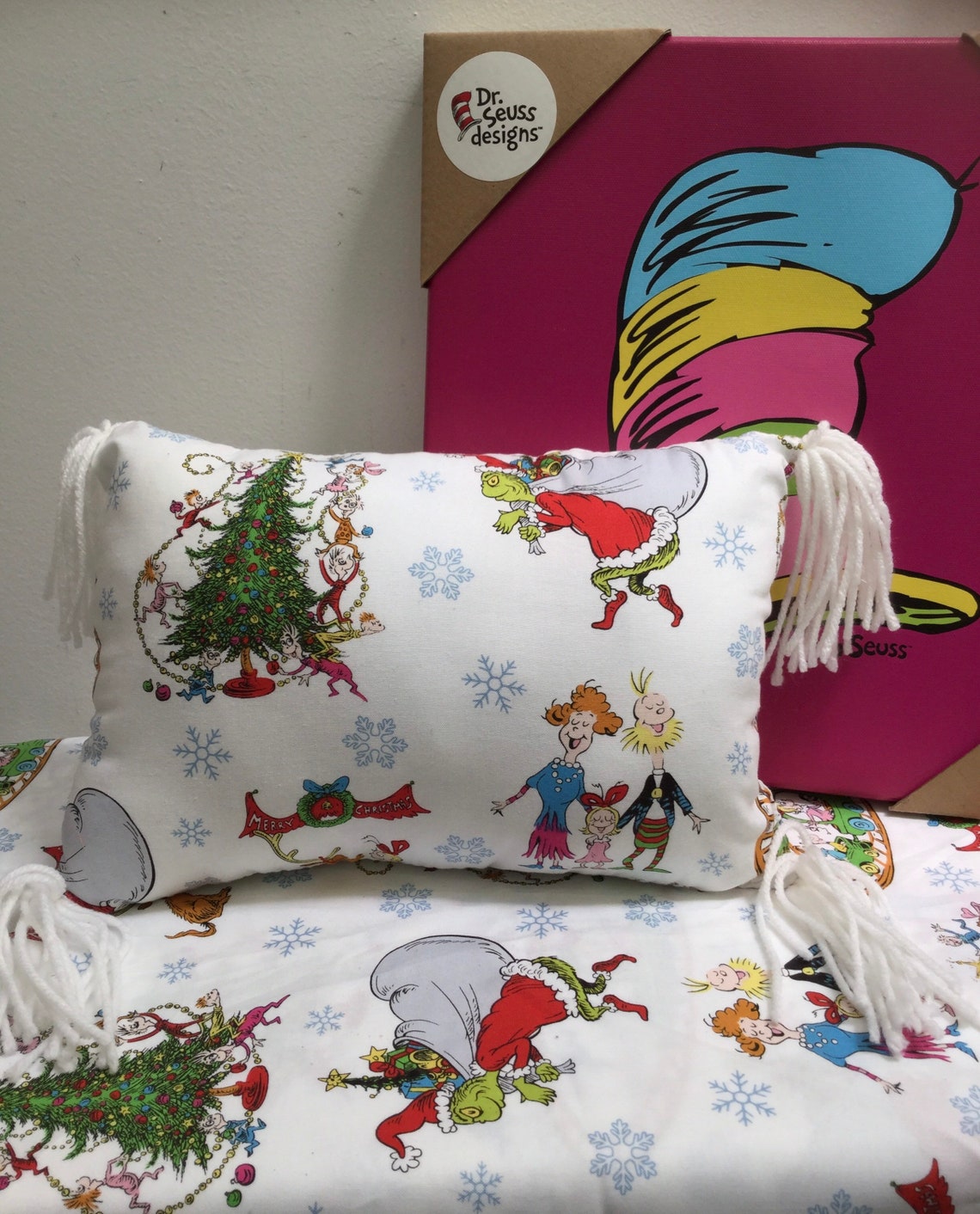 Grinch pillow/WhoVille/ Throw pillow/Pillow/ Hypoallergenic Etsy