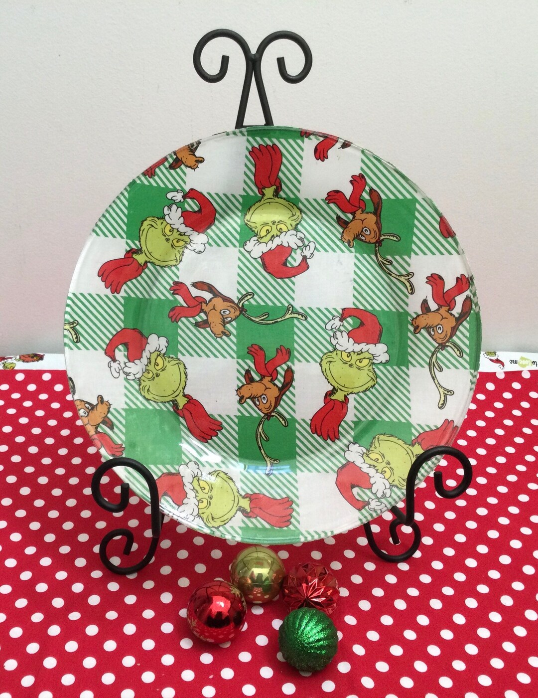 Grinch Plates/grinch Dinner Plate/grinch Glass Plate/grinch Etsy