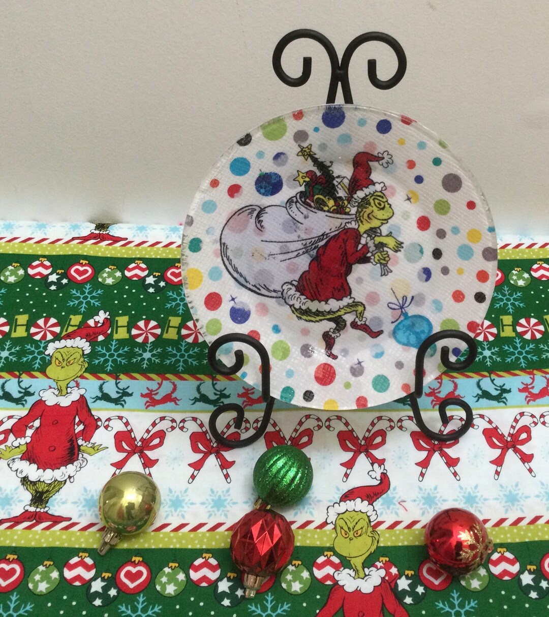 Grinch Plates/grinch Plate/grinch Salad Plate/grinch Glass Etsy