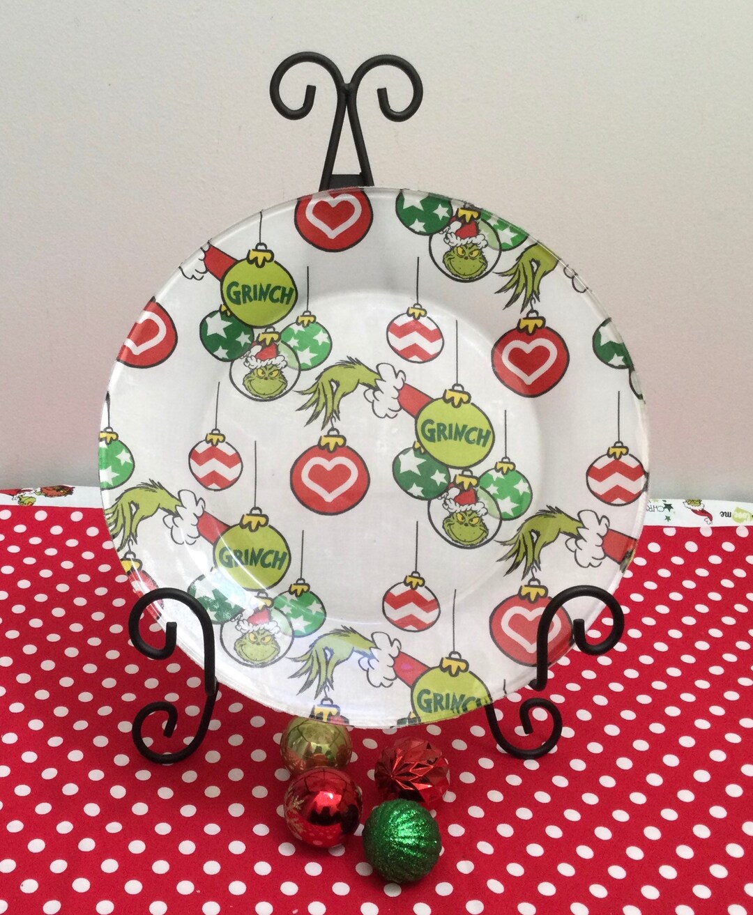 Grinch Plate/grinch Dinner Plate/glass Plate/grinch Glass Etsy