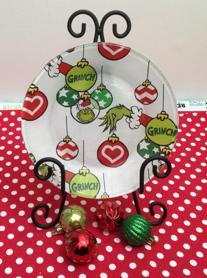 Grinch Plates/grinch Christmas Plate/grinch Salad Plate/grinch Etsy