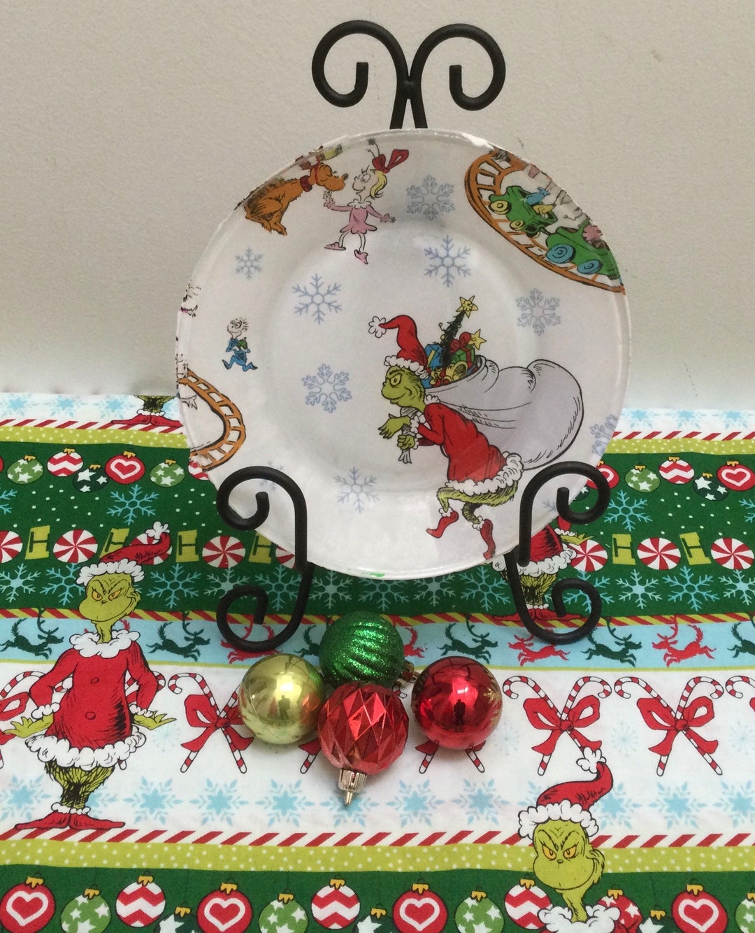 Grinch Plates/grinch Salad Plate/grinch Glass Plate/christmas Etsy