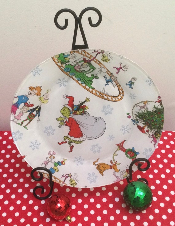 Grinch plate/Grinch/dinner plate/Glass Dinner Plate/Christmas Etsy