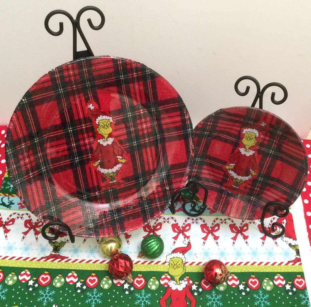 Grinch plates/Grinch dinnerware/Grinch salad plate/Grinch Etsy Nederland