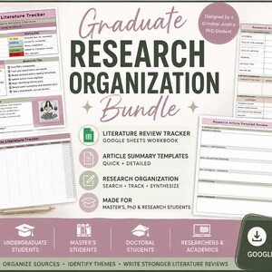 Paket för organisationer för forskarutbildning | Litteraturgranskningsspårare (Google Sheets/Canva)