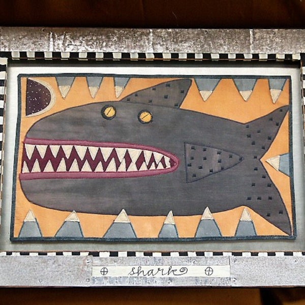 Chris Roberts-Antieau Fabric Painting "Shark" c.1990's