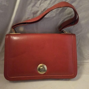 Cartera de mano de cuero rojo Eberle 1970