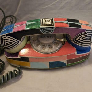 Hand Painted Bell Telephone Princess 1980 by M.E