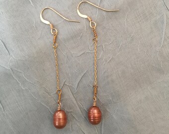 14k Gold-filled Chain and Pearl Earrings