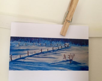 Blank Notecard, Snowy Shadows