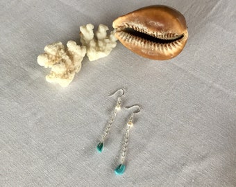 Dangly Turquoise and Pearl Earrings