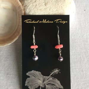 Pearl and Coral Drop Earrings