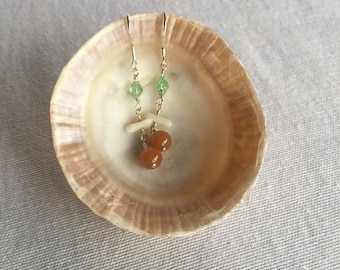 Coral, Glass and Stone Earrings