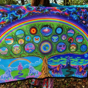 Trippy rainbow online tapestry