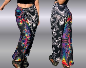 Psychedelic Fractal Jogger Pants – Trippy Rave Festival Clothing with Pockets