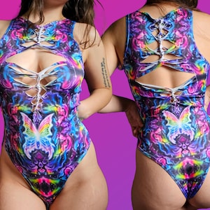 Braided Butterfly Bodysuit: Psychedelic Rave Festival Outfit