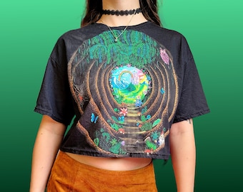 Tree Tunnel Portal Crop Top: Psychedelic Fantasy Art Shirt
