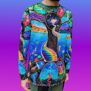 Trippy Art Cotton T-Shirt - Colorful Visionary Painting - Psychedelic Art Rave and Festival Clothing