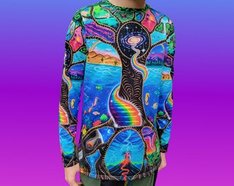 Trippy Art Cotton T-Shirt - Colorful Visionary Painting - Psychedelic Art Rave and Festival Clothing