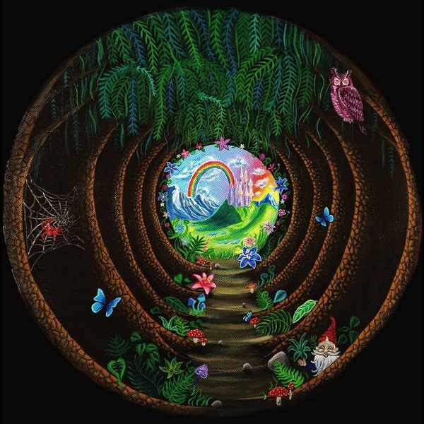 Konsttryck Forest Portal: Visionär psykedelisk målning