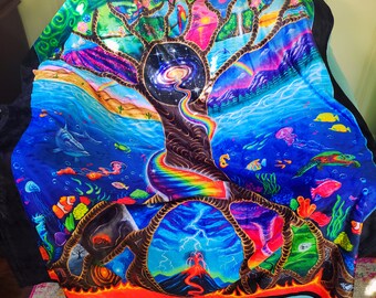 Psychedelic Art Throw Blanket: Colorful Visionary Boho Decor