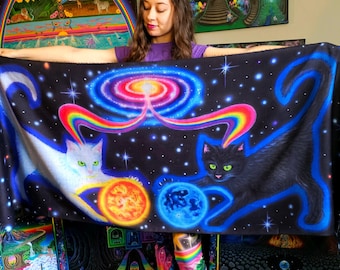 Cosmic Kittens Pashmina Scarf: Psychedelic Space Art Rave Cat Trippy Shawl