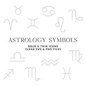 Astrologie Sternzeichen Icon Pack - Sauber und professionell produziertes PNG und SVG Bundle (Horoskop/Himmelssymbole/Clipart/Logo Elemente)