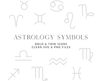 Astrology Zodiac Signs Icon Pack - Clean & Professionally Produced PNG and SVG Bundle (Horoscope/Celestial Symbols/Clipart/Logo Elements)