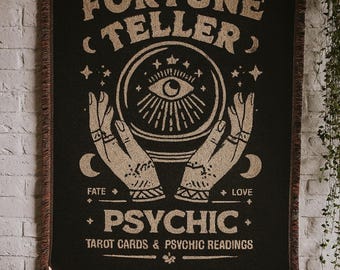 Fortune Teller Woven Blanket: Witchy Cottagecore Throw