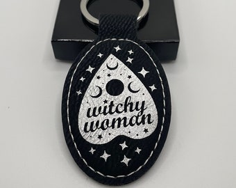 Witchy Woman Keychain, Laser Engraved Celestial Accessory