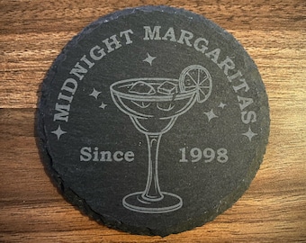 Midnight Margaritas Slate Coasters – Witchy Halloween Decor, Set of 4