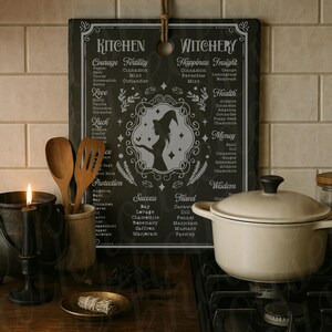 Laser Engraved Slate Kitchen Witchery Sign, Whimsical Home Decor