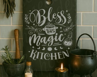 Witchy Kitchen Slate Board, Home Decor, Laser Engraved Slate Sign