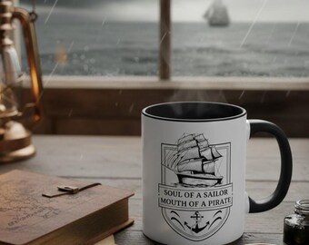 Funny Pirate Mug, Soul of a Sailor, Father's Day Gift