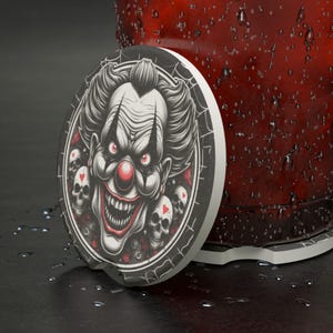 Sottobicchieri per auto in pietra ollare con clown malvagio, sottobicchieri per auto horror, accessori per auto, regali per auto Sottobicchieri per auto
