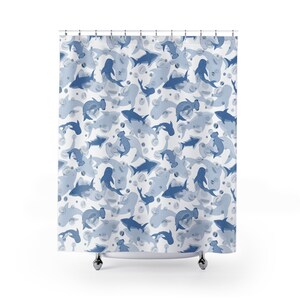 Decorazione a forma di squalo, tenda da doccia nautica, tenda da doccia carina e divertente, decorazione a forma di squalo per la doccia, arredamento per la casa immagine 5