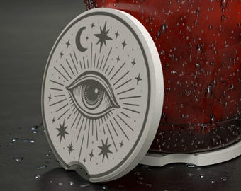 Celestial Eye Witchy Halloween Car Coaster, Car Accessories Gifts under 20