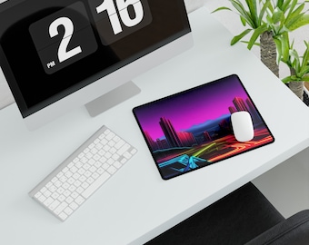 80er Jahre Anime Schreibtischmatte, Retro Post-Apocalyptic Tech Accessoire