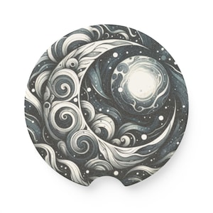 Mystical Moon Soapstone Car Coaster, Celestial Car Accessory