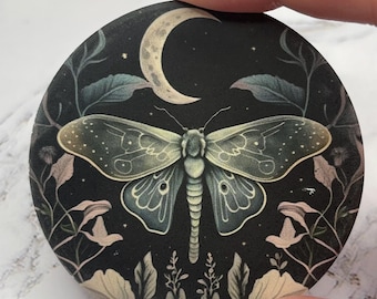 Celestial Moth Soapstone Car Coaster, Witchy Car Accessory