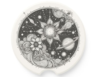 Floral Celestial Witchy Soapstone Car Coaster