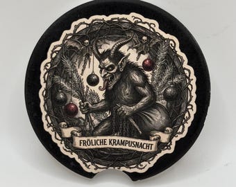 Krampus Car Coaster, Gothic Christmas Soapstone Cup Holder